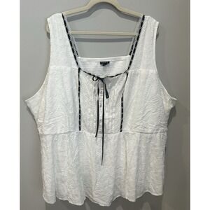 Torrid Smocked Peplum Blouse Square Neck White Eyelet Cottagecore Size 5 NWT